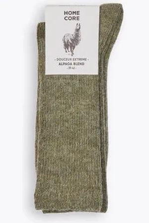 Homecore Chaussettes Alpaca Blend Socks - Earth Olive - Vert / 39 - 42