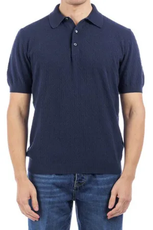 Circolo - Cn3991 Patterned Knitted Polo Shirt In Indigo Dark - Xl