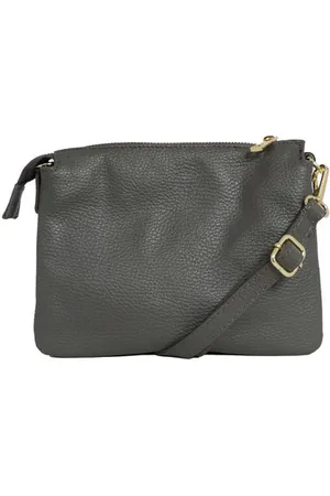 Attic Womenswear Leather Triple Action Crossbody Bag - Dark Grey