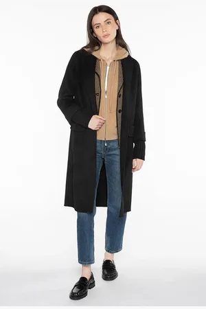 Kinross Cashmere Shawl Collar Knit Trim Coat - M