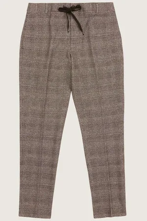 Circolo Fondente Checked Stretch Cotton Jogging Trouser - 50 (U.K 34w)