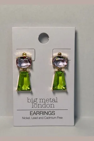 Big Metal London Valentina Demi Fine Glass Drop Tiny Earrings - Navy