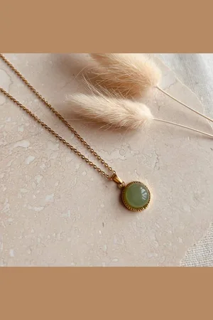 Little Nell Necklace Plated Jade Pendant