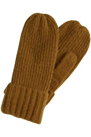 Ichi Moufles Marron Ocre Pour Femme