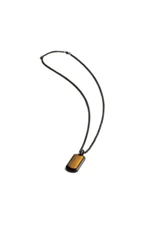GEMINI Imperium Finish And Tiger Eye Stone Full Titanium Necklace
