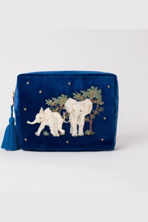ELIZABETH SCARLETT Elephants Velvet Wash Bag