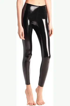 Commando Leather Faux Patent Legging - L / Black
