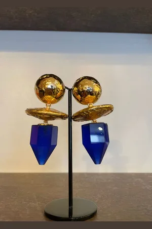 Big Metal London Crystal Drop Earrings