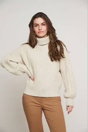 Rino & Pelle Kaira Relaxed Cable Knit Sweater - Birch - Medium