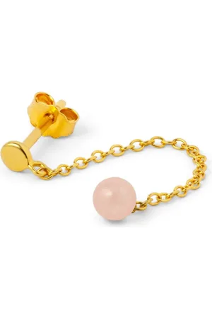 Lulu Copenhagen Rose Natural Stone Chain Plated Shiny Ear Stud