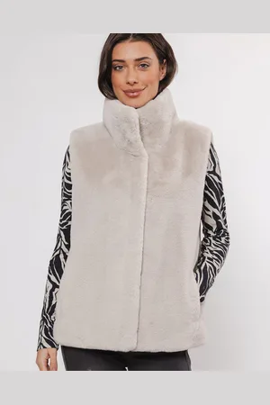 Rino & Pelle Lison Short Faux Fur Waistcoat Birch - 40
