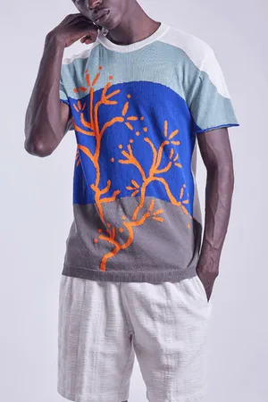 Daniele Fiesoli Green And Orange Printed Detail T Shirt - Extra Large