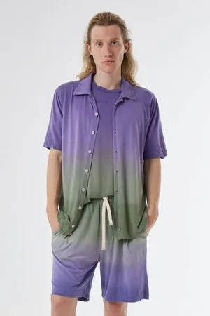 Daniele Fiesoli Button-up Linen Faded Design Shirt /purple - Large