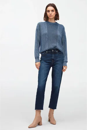 7 for all Mankind Dark Malia Straight Jeans With Raw Hem - 26