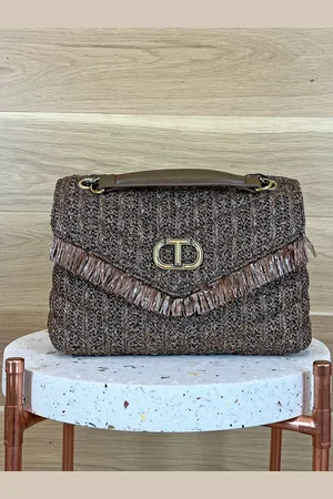Twin-Set Jacquard Raffia Shoulder Bag