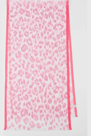 Paul Smith And Fuschia Sheer Silk Mix Leopard Print Scarf