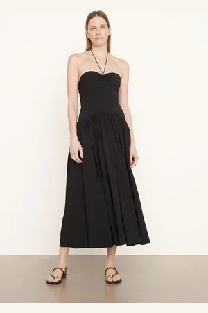 Vince Ruched Halter Dress - M / Black / Female