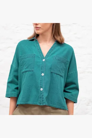 Bibico Ava Oversized Blouse - Jade Linen - S