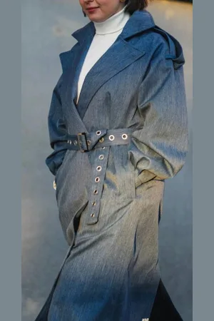 Brgn By Lunde & Gaundal Duskregn Maxi Trench Coach - L / Denim Blue / Female