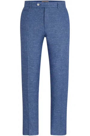 HUGO BOSS C-genius-242 Medium Slim Fit Trousers In Linen Blend 50515102 423 - 52 (36w)