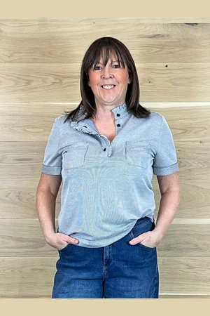 iBlues Pianosa Button Neck Top - Uk 8