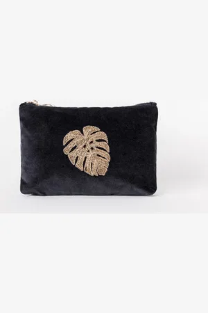 ELIZABETH SCARLETT Gold Jungle Leaf Mini Pouch In