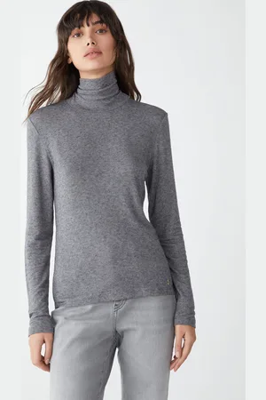 iBlues Zina Roll Neck Top Melange Grey - Uk 8
