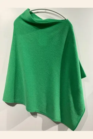 Kinross Cashmere Fresh Rib Detail Poncho Lrac3-240 - One Size