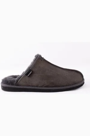 Shepherd of Sweden Sheepskin Slippers Men - Hugo In Grey Size 41 - Uk 7 - 43 Eu / 9 Uk