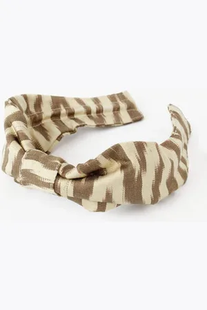 My Doris Truffle Stripe Silk Multiway Headband