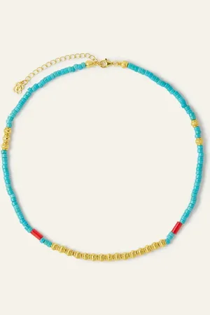 Ottoman Hands Bali And Turquoise Beaded Necklace