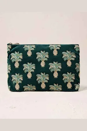 ELIZABETH SCARLETT Pineapples Everyday Pouch Velvet