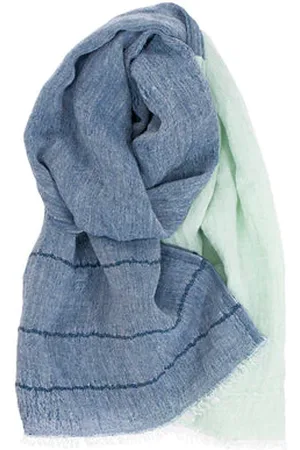 The Aloft Shop Linen Scarf - Navy & Split - Blue & Aqua Stripe