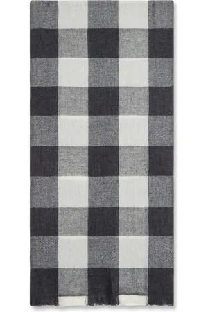 Burrows & Hare Cashmere & Merino Wool Scarf - Grey & White Check