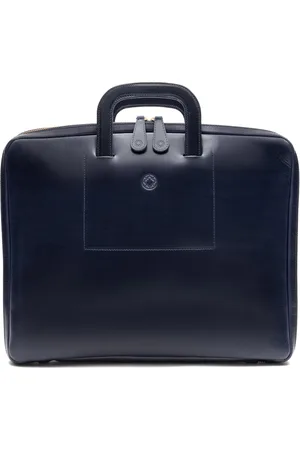 LA PORTEGNA 15" Navy Belgrano Office Bag Laptop Bag - Blue, Leather