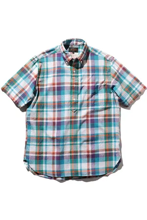 Beams B.d. Pullover Short Sleeve Indian Madras Check Sax - S