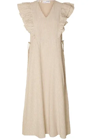 SELECTED Striped Ankle Linen Dress - 44 (Uk16)
