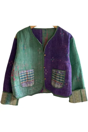 Behotribe  &  Nekewlam Jacket Reversible Vintage Kantha Cotton Jade