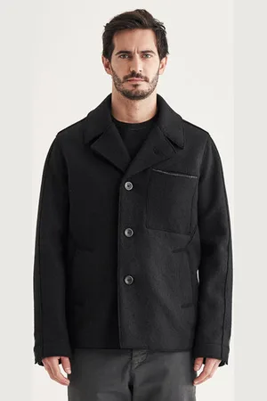 TRANSIT Raw Cut Boiled Wool Peacoat - Large
