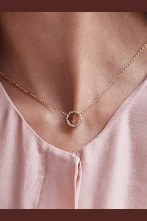 ESTELLA BARTLETT Large Pave Set Circle Cz Necklace - Plated