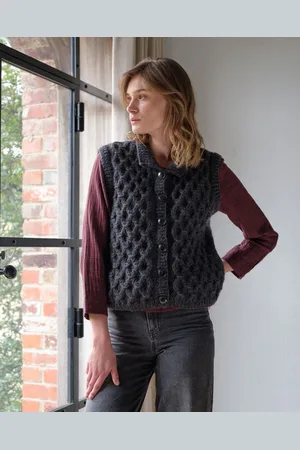 Bibico Peppa Hand-knitted Wool Vest - Dove Grey - Small