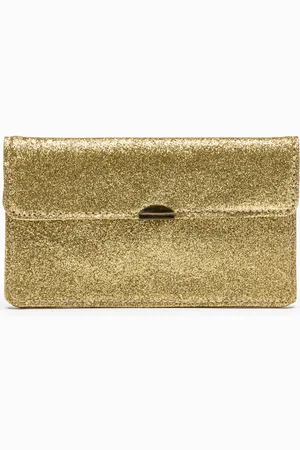 Dlirio Cartera De Piel Dorada Purpurina