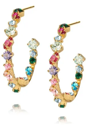 Caroline Svedbom Antonia Loop Earrings - Gold / Crystal
