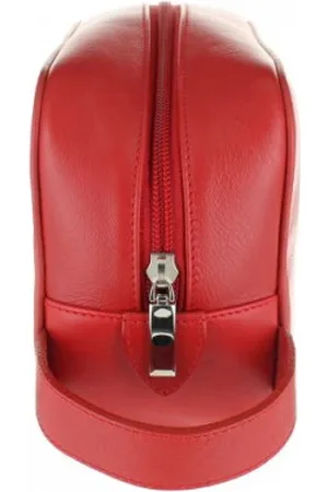 D R Harris Small Leather Wash Bag - Red - Leather , Red