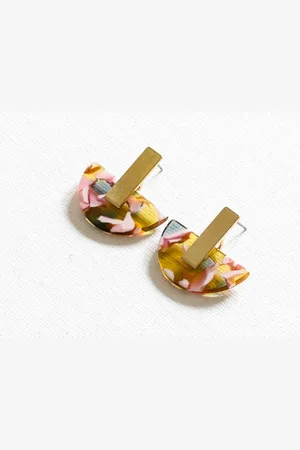 Big Metal London Resin Half Disc Earrings