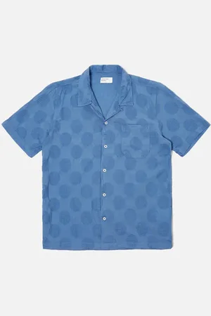 Universal Works Chemise Road Shirt Dot Cotton - S / Bleu