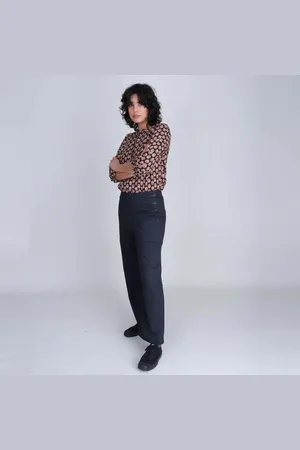 Bibico Anna Wide Leg Trousers - Grey Twill - 10