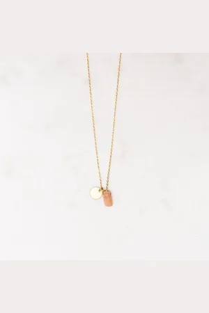 State of art Short Gem Chip And Circle Necklace