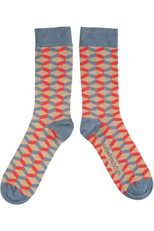 Catherine Tough Mens Cotton Ankle Socks - Cube & - Uk 8-11