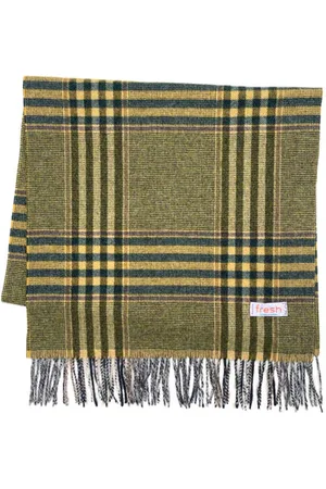 Fresh ! Yellow Tartan Wool Scarf - 50 x 200 Cm